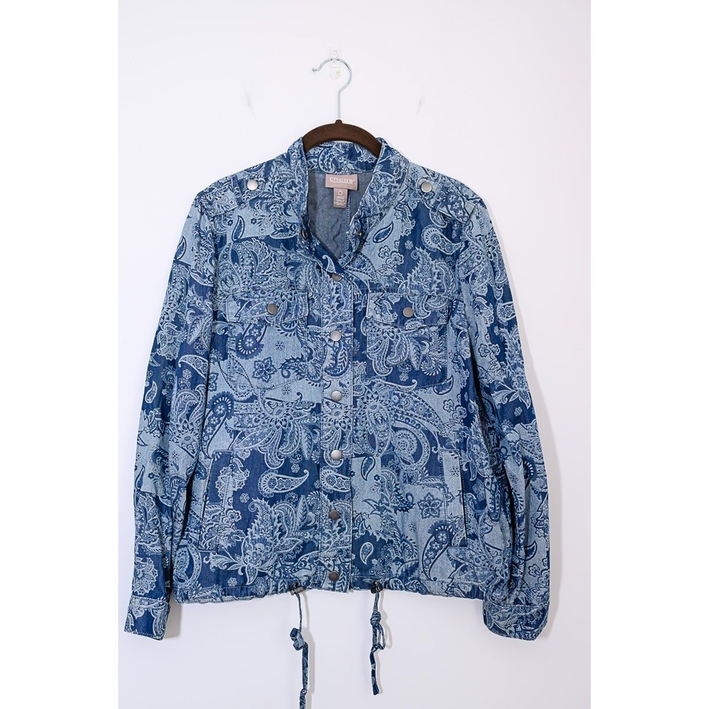 Chico's Jean Jacket 0 Small Paisley Boho